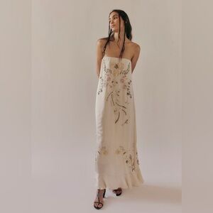 chinese dress ladies La Palma Linen Maxi Dress